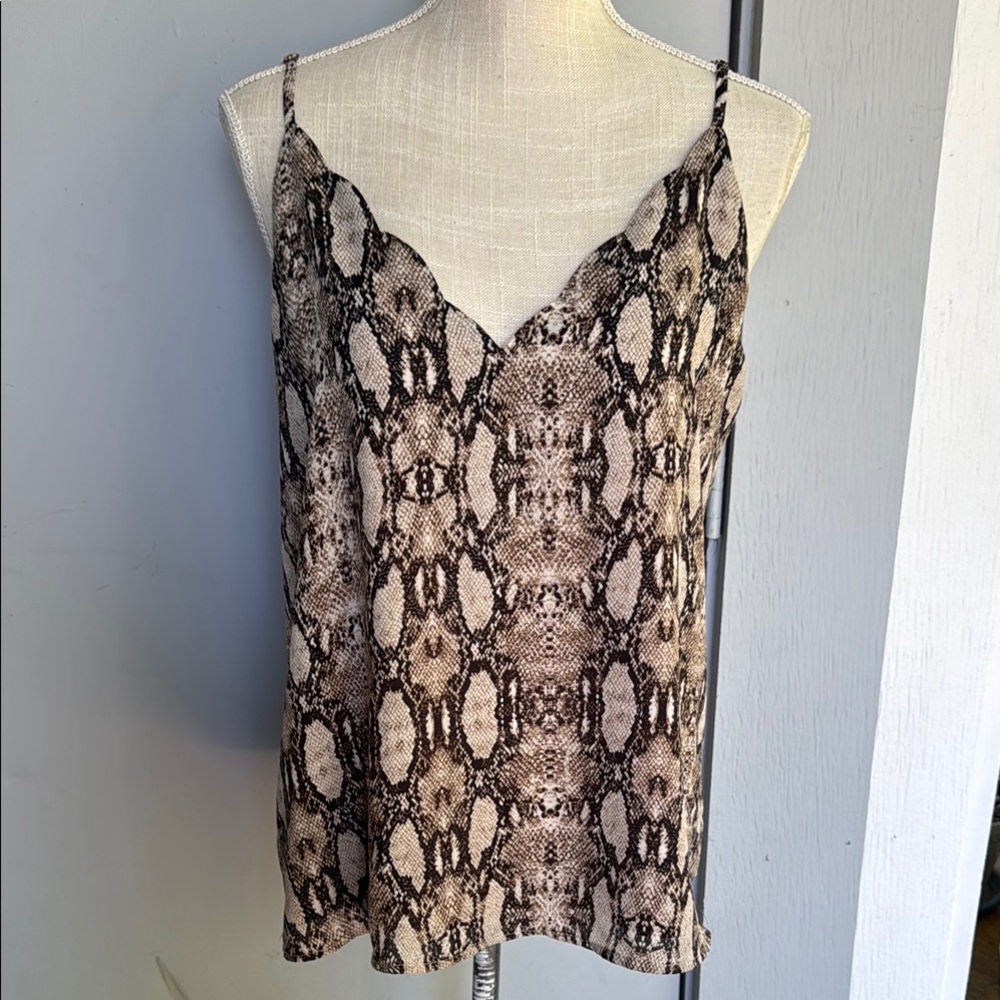 Socialite Tan Brown Snakeskin Print Sleeveless Camisole